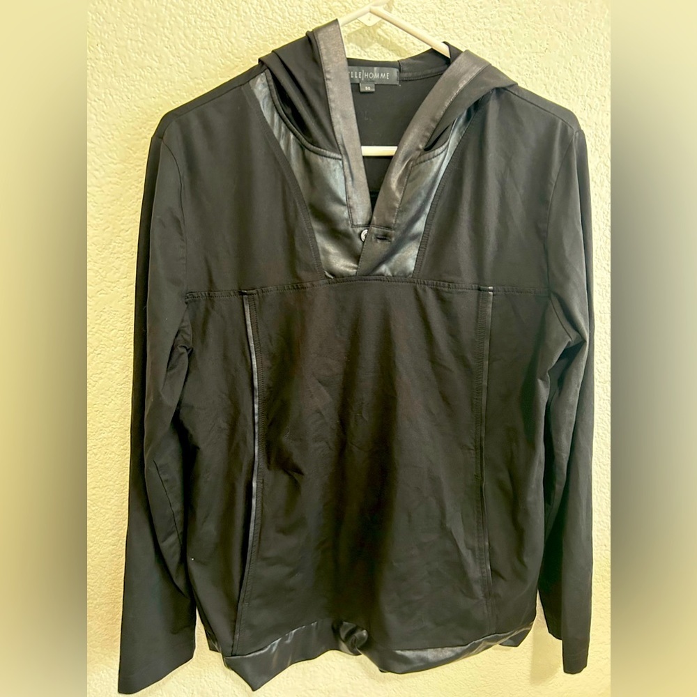 Black Elle Home Light Weight Hoodie with leather Adoration
